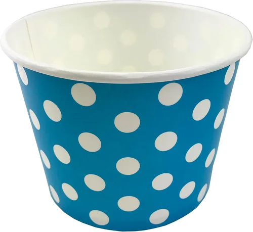 Miniatura 3 de MMvolesy Blue - Paquete de 50 vasos desechables para helado de 16 onzas, cuencos de papel de colores para helados, sopa caliente, postres, a prueba