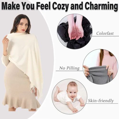 Miniatura 3 de Gomust Bufanda tipo pashmina para mujer, ideal para regalo de boda, Navidad, cumpleaños, estola grande y suave