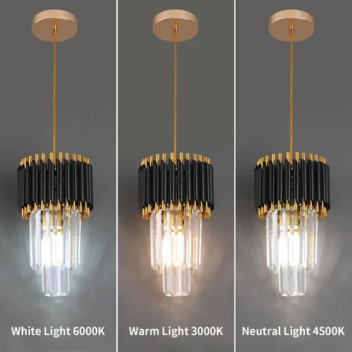 Miniatura 3 de Araña de Cristal Dorada Accesorios de Luz Colgante Moderna de Cristal para Isla de Cocina D7.5'' Araña Negra y Dorada para Comedor Dormitorio Sala