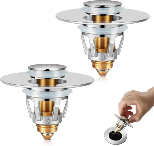 Miniatura 16 de QYHNYJF Tapón para fregadero de baño con recogedor de pelo, colador de drenaje universal desplegable para orificios de drenaje estándar de EE.UU.