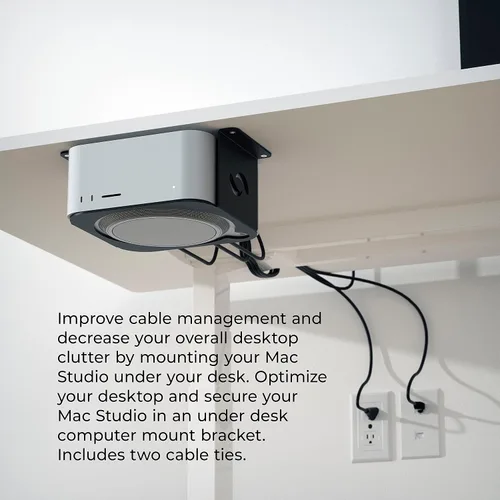 Miniatura 4 de HumanCentric Soporte para debajo del escritorio compatible con Mac Studio, soporte de montaje para M4 M3 M2 M1, disipación de calor, arañazos