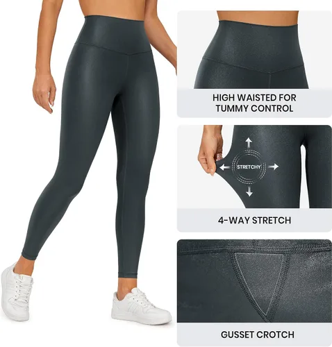 Miniatura 4 de CRZ YOGA Butterluxe - Leggings de piel sintética mate para mujer de 25 a 28 pulgadas, cintura alta, elásticos, pantalones de cuero al tobillo