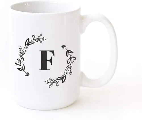 Miniatura 25 de The Cotton & Canvas Co. Botánico personalizado monograma inicial letra A taza de café porcelana cerámica taza de café para ella, para él