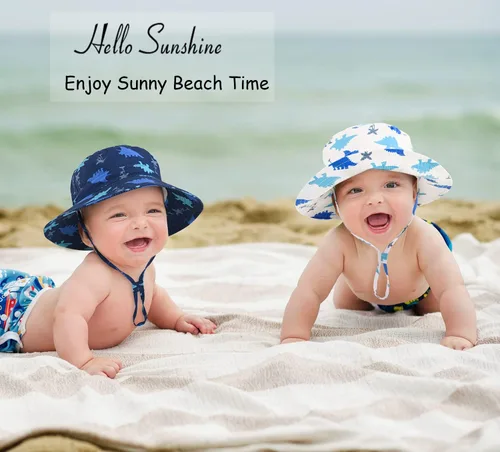 Miniatura 2 de Sombrero de sol para bebé, para verano, playa, protección solar UPF 50+, sombrero de ala ancha para niños pequeños