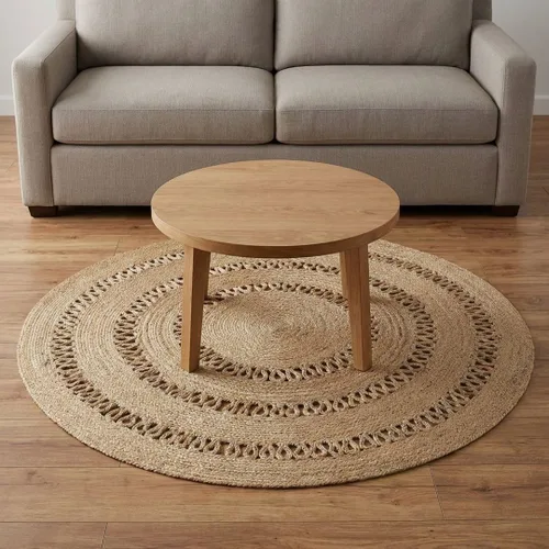 Miniatura 49 de RedEarth · Alfombra rectangular - 2'x3' de yute natural trenzada con respaldo antideslizante - Alfombra boho tejida a mano para dormitorio, cocina