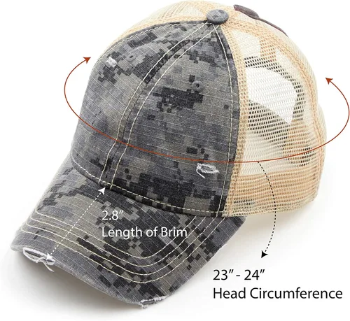 Miniatura 3 de C.C Exclusives Hatsandscarf - Gorra de béisbol ajustable con estampado de camuflaje de algodón desgastado lavado (BT-15)