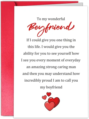 TQDaiker Preciosa tarjeta del día de San Valentín para novio, dulce tarjeta de Vday para él, prometido, tarjeta de amor sincero para novio, To My