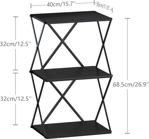 Miniatura 3 de Mesa auxiliar de 3 niveles, pequeña mesa auxiliar alta, mesa de noche con almacenamiento para sofá, mesas laterales para sala de estar, dormitorio