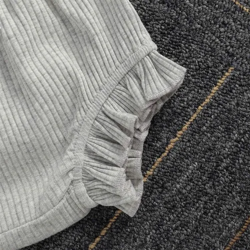 Miniatura 6 de Conjunto de ropa de verano para bebé recién nacida, vestido de tirantes de punto, con volantes y pantalones cortos, conjunto de trajes sólidos