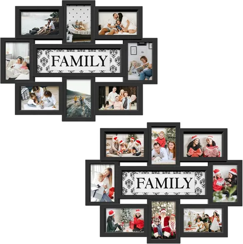 Miniatura 12 de Jerry & Maggie Marco de fotos familiar de 8 aperturas de 4 x 6 marcos para decoración de pared familiar, marcos de fotos de PVC para galería