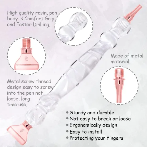 Miniatura 4 de Praise V Do Kit de bolígrafo de pintura de diamante, accesorios de herramienta, lápiz capacitivo, con placers de metal para decoración de uñas