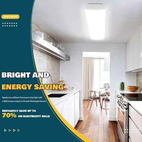 Miniatura 4 de ANTLUX Lámparas envolventes LED de 4 pies, 4800 lúmenes, luz LED de 4000 K, 4 pies, 40 W (100 W equivalente), luces lineales de montaje empotrado