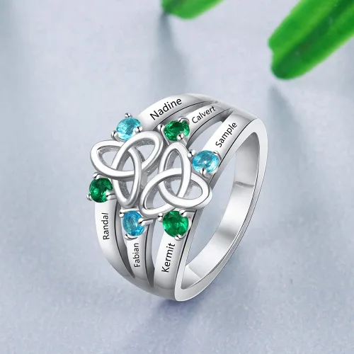 Miniatura 4 de 6 anillos de imitación de piedras natales para madres para mujer grabados anillos familiares para abuela mujeres anillos para regalo de día