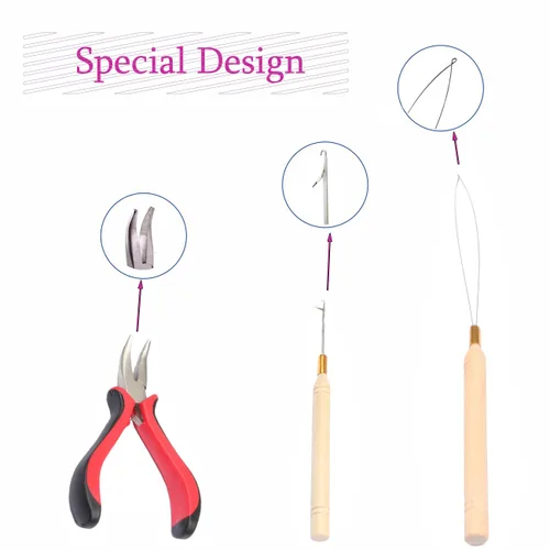 Miniatura 3 de Micro Links - Kit de herramientas de extensiones de cabello, alicates, ganchos para tirar, dispositivo de cuentas para cabello con micro anillo