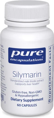 Pure Encapsulations Silimarina - 250 mg de cardo mariano por cápsula - Apoyo a la salud hepática - Suplemento antioxidante - Sin OMG y vegano - 60