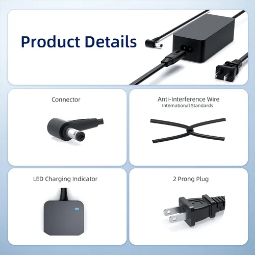 Miniatura 3 de Adaptador de cargador de CA de 65 W compatible con Asus Tuf Gaming Monitor VG279Q VG278Q VG275Q VG245Q VG258Q VG258QR VG248QG VG278QR VG278QE