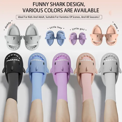 Miniatura 4 de MUMIK Sandalias de tiburón para niños, pantuflas de tiburón mejoradas, sandalias de tiburón en la nube, antideslizantes, suela gruesa, cómodas