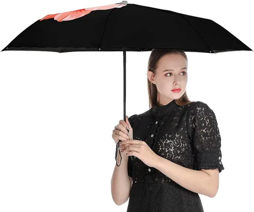 Miniatura 4 de Guam Tribal Hibiscus impermeable resistente al viento 3 pliegues auto abrir cerrar paraguas ligero anti-UV para hombres mujeres, Negro, estilo 1