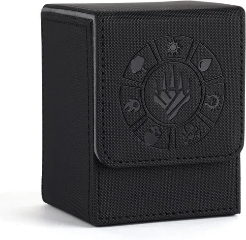 Miniatura 19 de Caja de cubierta Arkeiliy MTG con funda para 50 cartas, caja de cubierta de piel para más de 110 cartas para Magic Commander, estuches Amarillo III