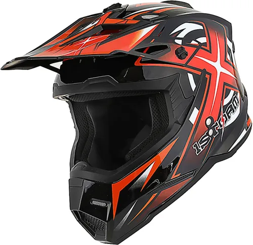 Miniatura 17 de 1Storm Casco de Motocross para Jóvenes Niños BMX MX Casco de Bicicleta Adolescente Estilo de Carreras; Azul de Carreras + Gafas + Paquete de Guantes