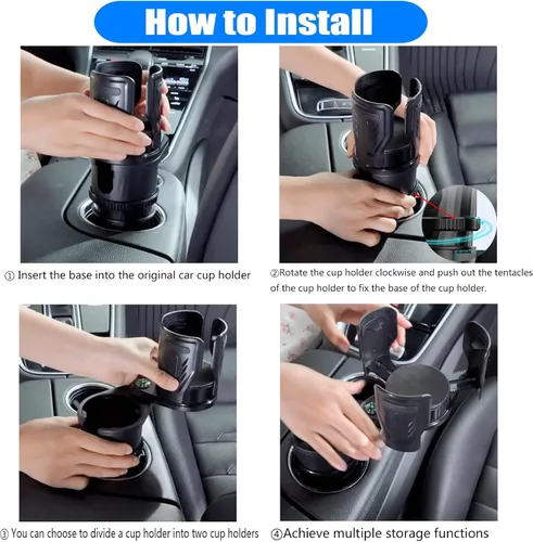Miniatura 5 de Expansor multifuncional de portavasos 2 en 1 para automóvil, extensor de soporte de doble taza con base ajustable, se adapta a Yeti, Hydro Flask