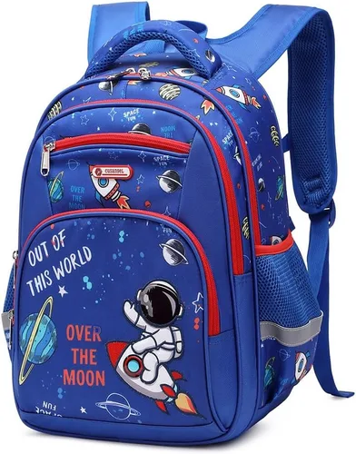 Mochila para niños, mochila de jardín de infantes de 16 pulgadas, mochila de varios compartimentos, correa de pecho bolsillos laterales, 7 Mochila