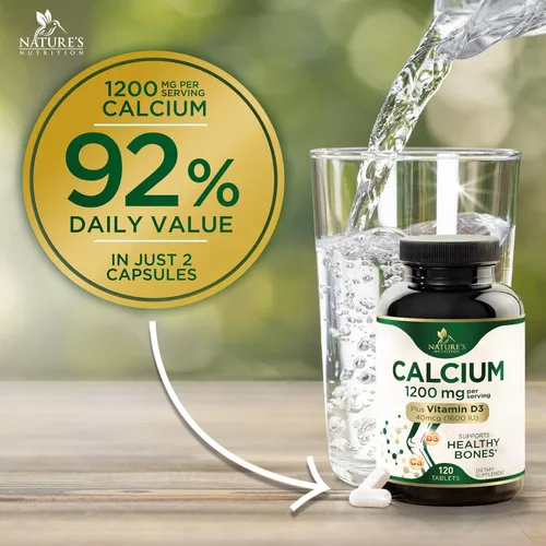 Miniatura 5 de Calcio 1200 mg con vitamina D3 – Suplemento de salud ósea, vitamina D y suplementos de calcio para mujeres y hombres – Fuerza ósea, dientes y apoyo