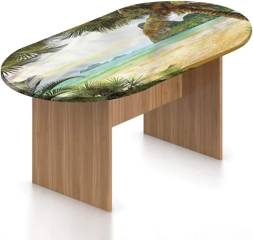 Miniatura 14 de XISUNYA Mantel ovalado ajustable para mesa de patio, poliéster elástico en el océano, mantel ajustable con estampado de tranquilidad para temporada