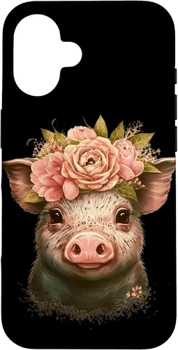 Miniatura 32 de Pig with Leopard Headband Flower Cute Pig Lover Case for iPhone 17