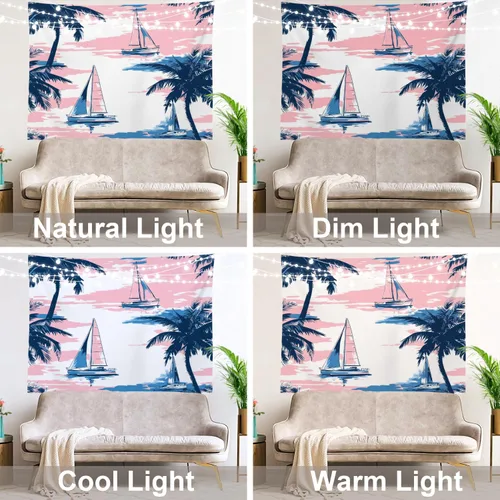 Miniatura 9 de Shrahala Beach Vacation Seaside Relaxation Tapestry, Nautical Summer Getaway Wall Hanging Hd Print Polyester Backdrop For Dorm Room Bedroom 30 X 40