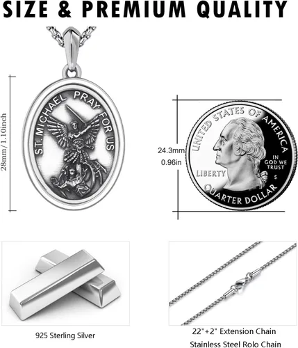 Miniatura 352 de Collar de plata de ley 925 con medalla de San Patrón, colgante de protección católica, amuleto, joyería religiosa para hombres y mujeres