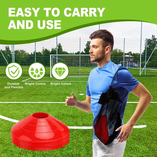 Miniatura 3 de Ashsajkd Juego de 25/50/100 conos de fútbol de agilidad con bolsa de transporte y para conos de fútbol para entrenamiento, fútbol, baloncesto