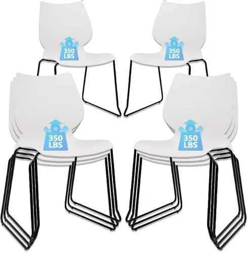 Miniatura 26 de KLASIKA Silla apilable para sala de espera, silla de oficina apilable con soporte lumbar ergonómico y patas de metal, sillas de escritorio