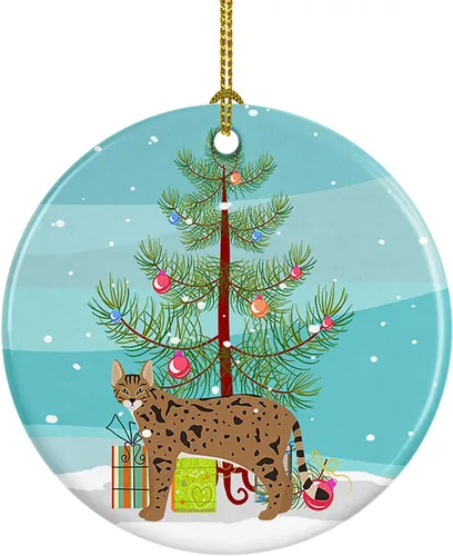 Miniatura 70 de Caroline's Treasures Adorno de cerámica con texto en inglés "Merry Christmas" para colgar en el árbol de Navidad, decoración para el hogar, Navidad