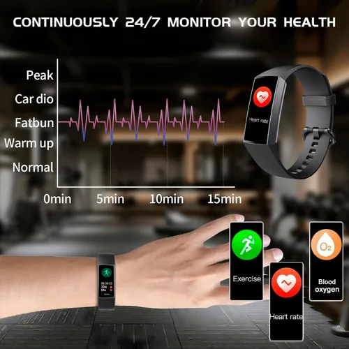 Miniatura 6 de Rastreador de actividad física con monitor de sueño de oxígeno en sangre y frecuencia cardíaca 24/7, monitor de actividad con pantalla táctil AMOLED