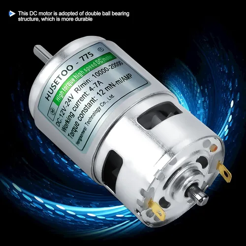 Miniatura 3 de Motor DC 775 Motor DC de 12v Motor DC de alto par Motor DC de 20000 RPM máx. Rodamientos de bolas dobles Motor de ruedas de potencia silencioso