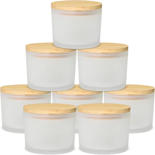 Miniatura 14 de SUPMIND Tarros de vela de 3 mechas de 16 onzas, paquete de 6 frascos grandes vacíos de vidrio esmerilado para hacer velas con tapas de bambú