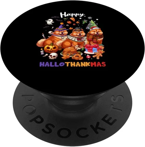 Chow Chow Dog Christmas Happy Hallothankmas PopSockets Standard PopGrip