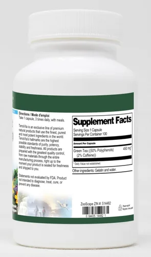Miniatura 2 de Extracto de té verde (50% polifenoles) (2% de cafeína) - 450 mg (100 Cápsulas, ZIN: 514482)