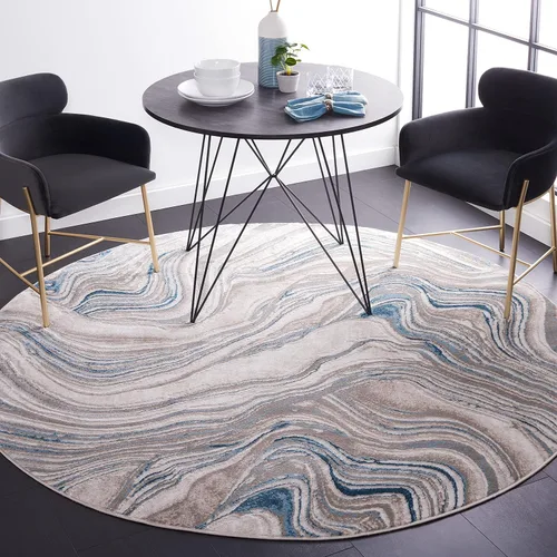 Miniatura 32 de SAFAVIEH Meadow Collection - Alfombra para pasillo, 2 x 7 pies, azul y gris, diseño abstracto moderno, no desprende pelusa y de fácil cuidado, ideal
