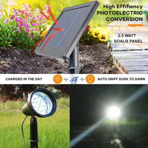 Miniatura 2 de SUNLONG Focos solares para exteriores, impermeables, brillantes, luz de pared LED, luz de inundación de seguridad, alimentada por energía solar
