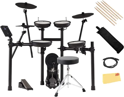 Miniatura 13 de Roland TD313 V-Drums Kit de batería electrónica Bundle con trono de batería, cable de audio, baquetas, bolsa para baquetas y paño de pulido