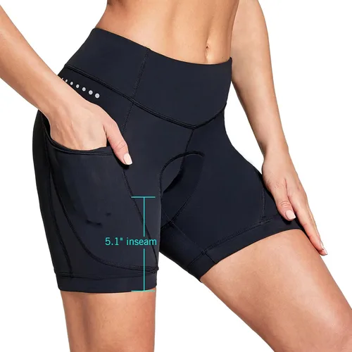 Miniatura 2 de BALEAF Pantalones cortos de ciclismo acolchados 4D para mujer, ropa interior de ciclismo con bolsillos acolchados, pantalones de bicicleta, mallas