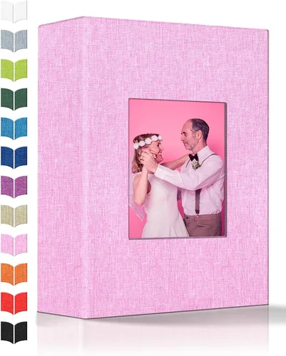 Miniatura 49 de Álbum de fotos Artfeel 4x6 con 300 bolsillos, álbumes de fotos deslizables, libro de memorias con cubierta de lino y ventana frontal, libro de fotos