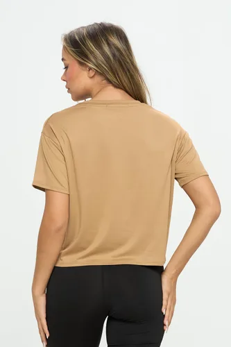 Miniatura 4 de KNIT RIOT Camiseta corta para mujer, manga corta, suave, con cuello redondo, casual, activa, para yoga, correr, camiseta recortada