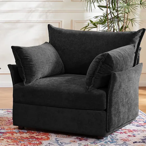 Miniatura 18 de ABCASA Silla de Acento de Gran Tamaño, Sillón Moderno Tapizado con Respaldo Extraíble y Funda Desmontable, Asiento de 24.5 Pulgadas de Profundidad