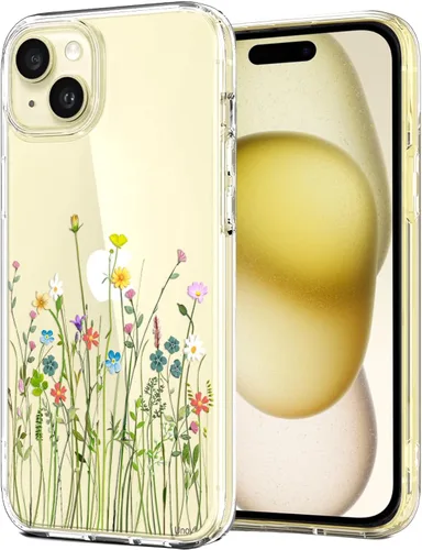 Miniatura 14 de Unov for iPhone 15 Case, Clear with Design, Slim Fit Good Grip, Embossed Phone Case, Shockproof Protective Cover, Raised Camera Protection, Soft