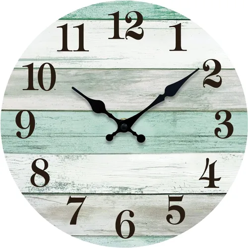 Miniatura 11 de Reloj de pared silencioso sin tictac, relojes de madera, funciona con pilas, 8 pulgadas, pequeño, estilo campestre retro rústico y de playa