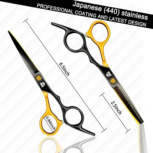 Miniatura 3 de Juego de tijeras de corte de cabello profesional, kit de tijeras de corte de pelo de peluquería de 6 pulgadas, tijeras de adelgazamiento de Arco iris