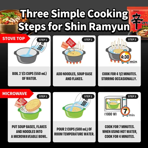 Miniatura 7 de Nongshim Ramen Noodles, Ramen instantáneo gourmet, sopa de fideos microondas premium, Shin picante, paquete familiar, 4.23 onzas (paquete de 20)